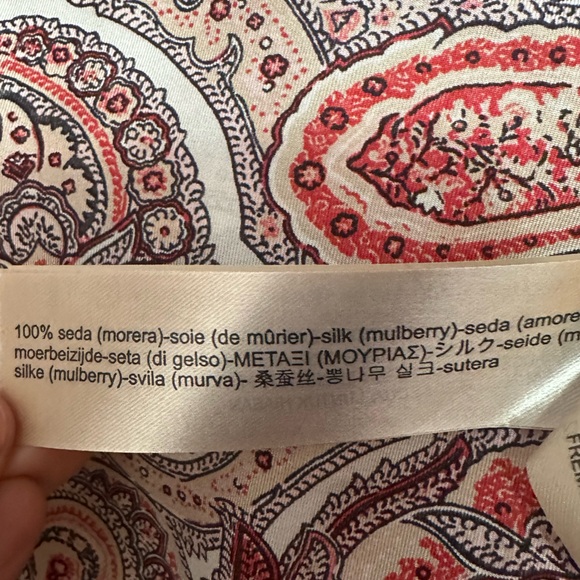 massimo dutti • nwt mulberry silk paisley slip dress mini 2 faux leather trim - Picture 9 of 10